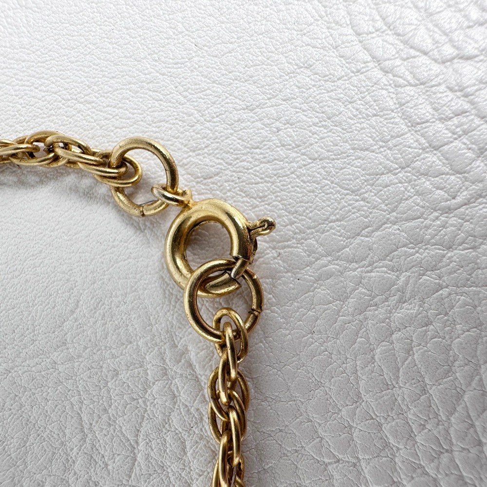 Vintage Gold Tone Enamel Butterfly‎ Necklace Movable Ivory Pendant 24" Chain - Picture 7 of 7